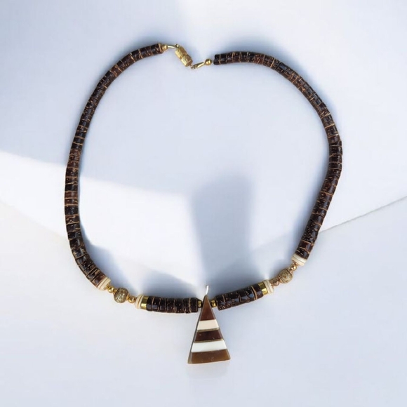 Vintage Santo Dominog Stone And Shell Heishi Necklace - Picture 2 of 6